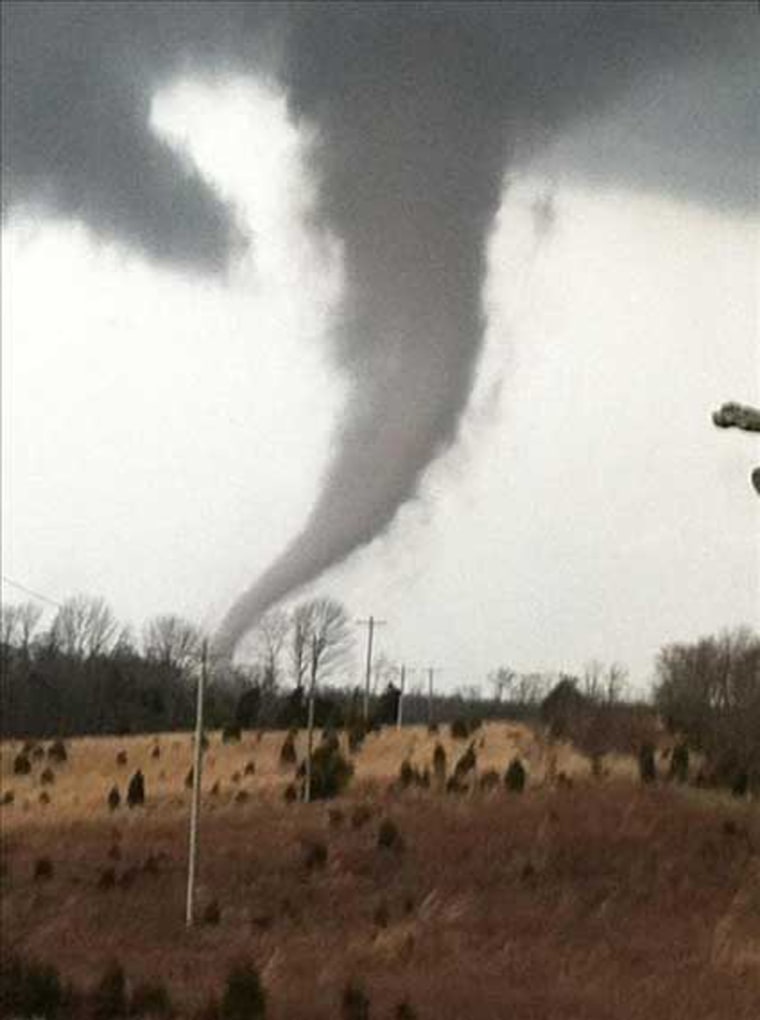 Tornado photographed in Palmyra, Ind. on Friday.