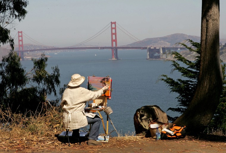 Image: Artist paints portrait of San Francisco Bay