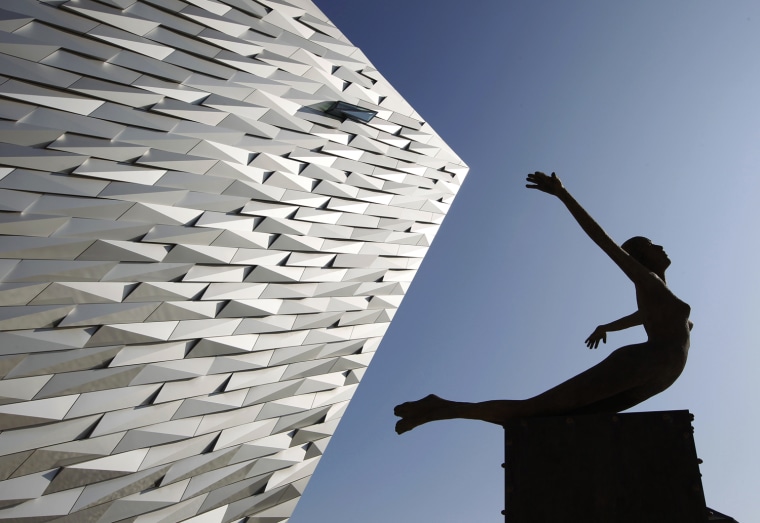 Image: An exterior view shows The Titanic Belfast building in Belfast