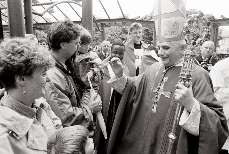 Image: A reproduction picture shows Cardinal Joseph Ratzinger during the 1250 anniversary of Bonifatius pilgrimage in Fulda