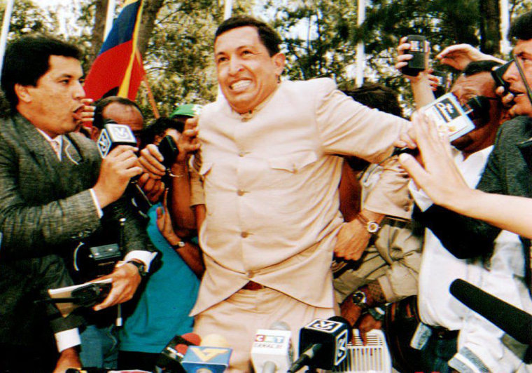 Image: Army Lieutenant Colonel Hugo Chavez, who headed th