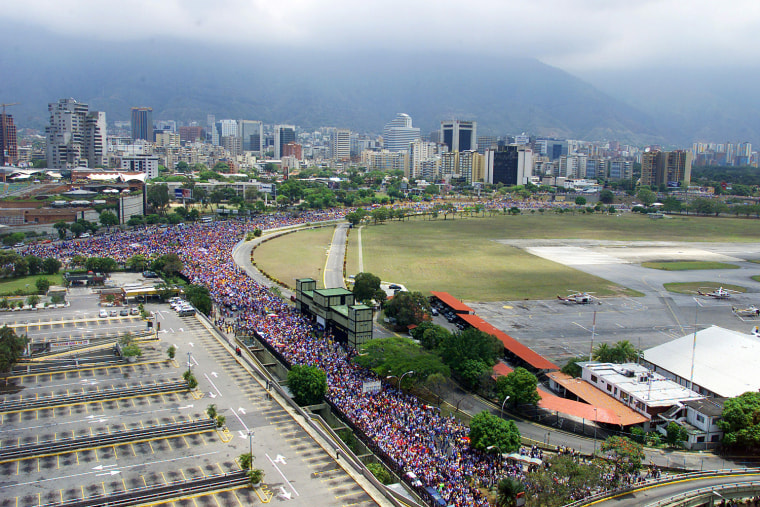 Image: Venezuelans fill the highways while protesting against [President Hugo Chavez], in Caracas April 11,..