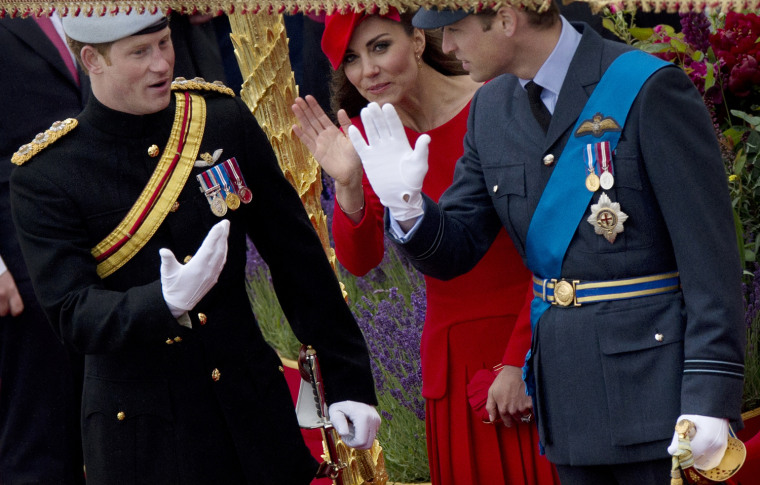 Image: Britain's Prince William (R), Catherine,