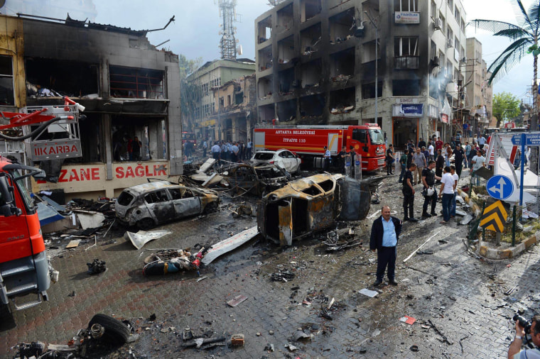 Image: Explosions in Reyhanli near of Turkey- Syria border