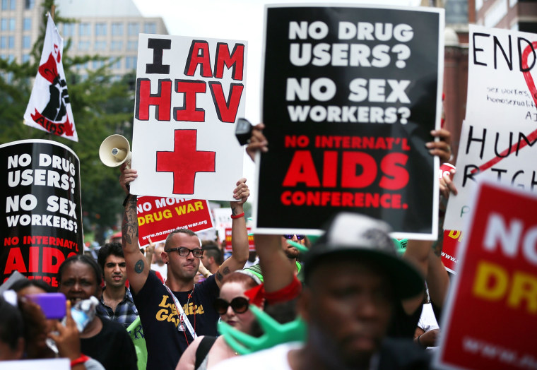 Image: AIDS Activists Stage Large Demonstration March Outside International AIDS Conference In DC