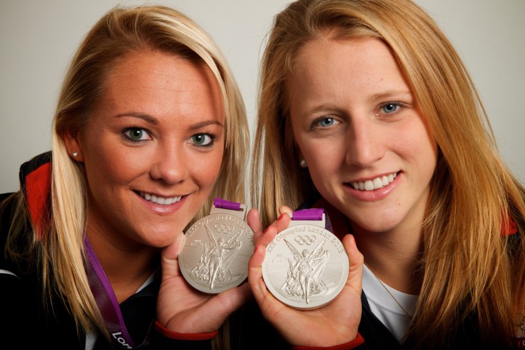 2012 Neil Leifer -- USA divers (l-r) Kelci Bryant and Abigail Johnston pose for a portrait by Neil Leifer during the 2012 Olympics in London, UK on July 30, 2012. They won a silver in synchronized diving.