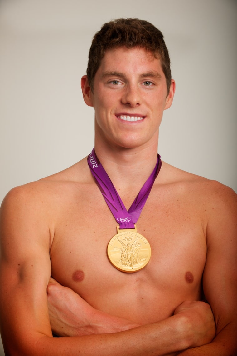 Photo © 2012 Neil Leifer -- USA men's 4x200 freestyle swimming relay gold medalist Conor Dwyer poses for a portrait by Neil Leifer during the 2012 Olympics in London, UK on August 1, 2012.