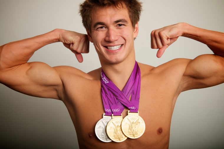 2012 Neil Leifer -- USA gold medal swimmer Nathan Adrian poses for a portrait by Neil Leifer during the 2012 Olympics in London, UK on August 6, 2012. Adrian won two golds and a silver.  PROPERTY OF NBC NEWS AND SPORTS ILLUSTRATED. FREE USE IS PERMITTED WITH PERMISSION, BUT MAY NOT BE RESOLD