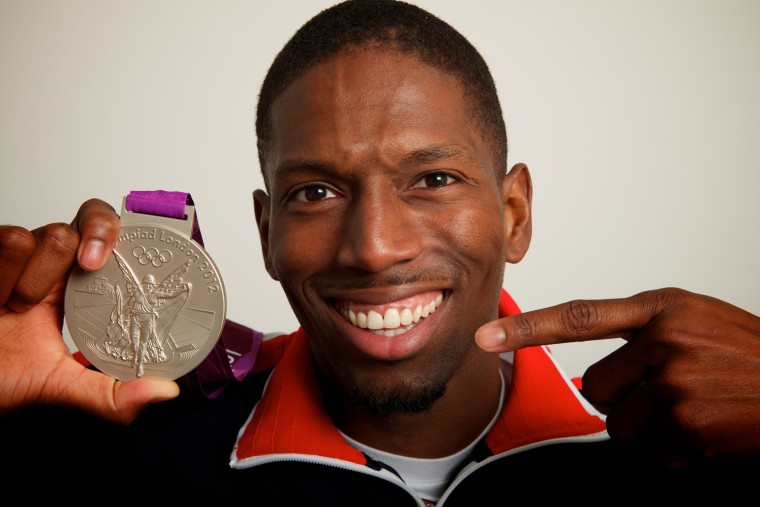 2012 Neil Leifer -- USA 400m hurdles silver medalist Michael Tinsley poses for a portrait by Neil Leifer during the 2012 Olympics in London, UK on August 7, 2012.