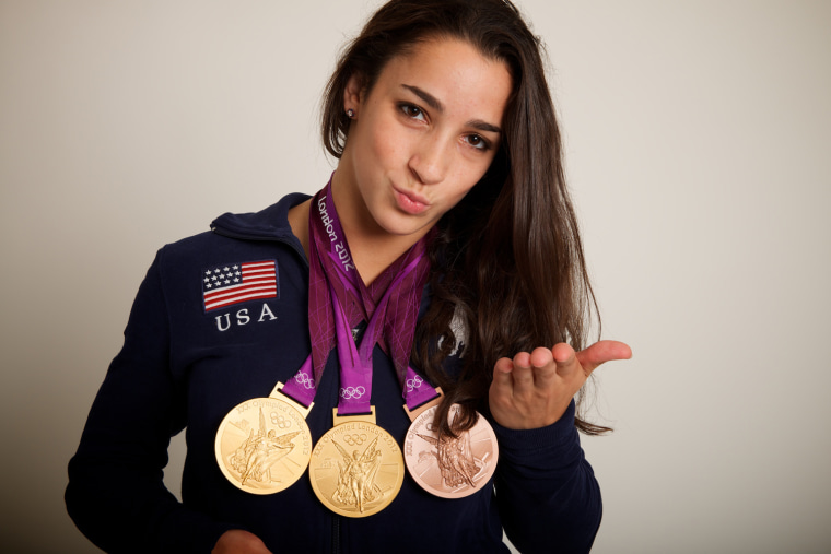 2012 Neil Leifer -- USA gymnast Aly Raisman poses for a portrait by Neil Leifer during the 2012 Olympics in London, UK on August 8, 2012. She was a team gold and an individual gold and bronze medal.