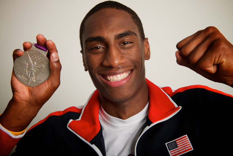 2012 Neil Leifer -- USA high jump silver medalist Erik Kynard poses for a portrait by Neil Leifer during the 2012 Olympics in London, UK on August 8, 2012.