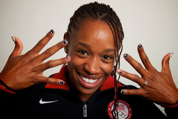 2012 Neil Leifer -- USA long jump bronze medalist Janay DeLoach poses for a portrait by Neil Leifer during the 2012 Olympics in London, UK on August 9, 2012.