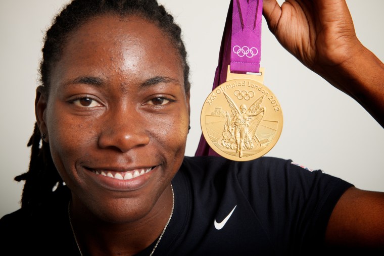 Neil Leifer -- USA long jump gold medalist Brittney Reese poses for a portrait by Neil Leifer during the 2012 Olympics in London, UK on August 9, 2012.