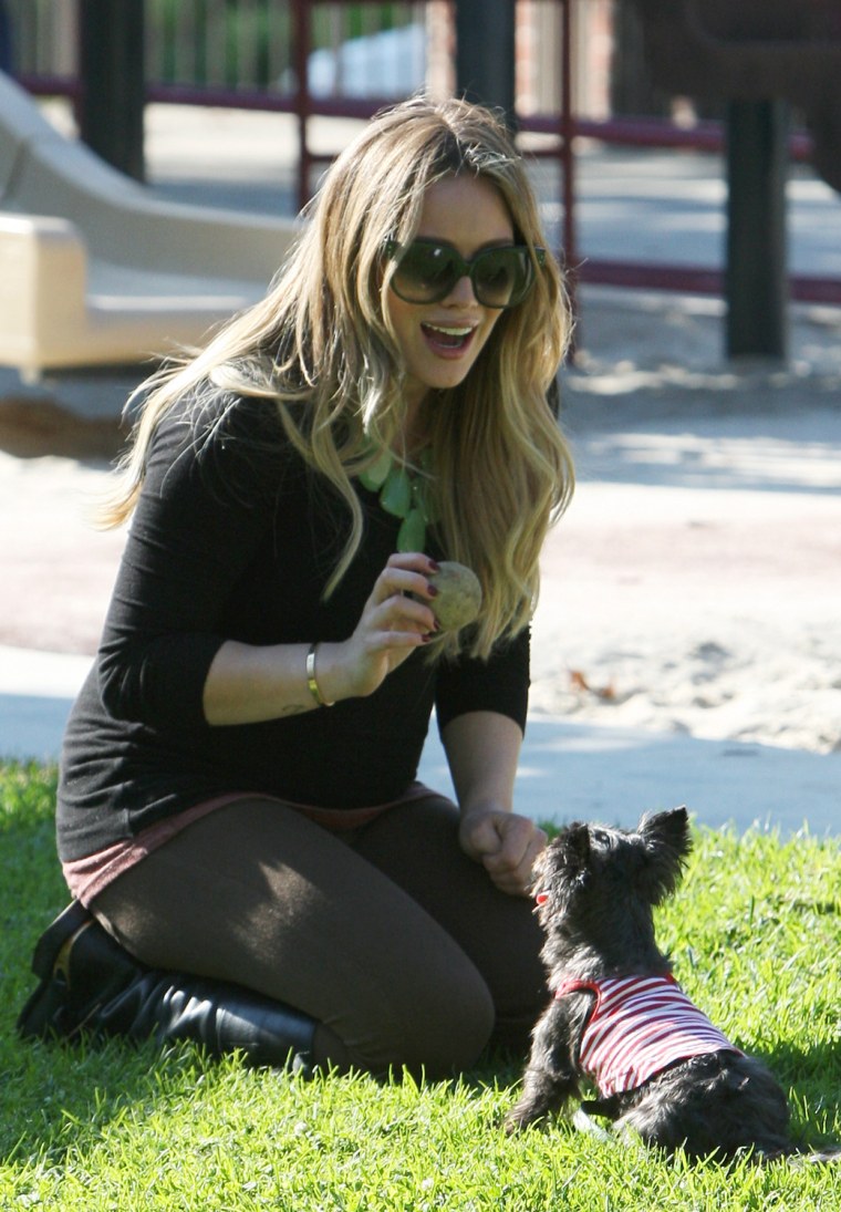 Hilary Duff and her husband Mike Comrie at the Park in Beverly Hills, LA.