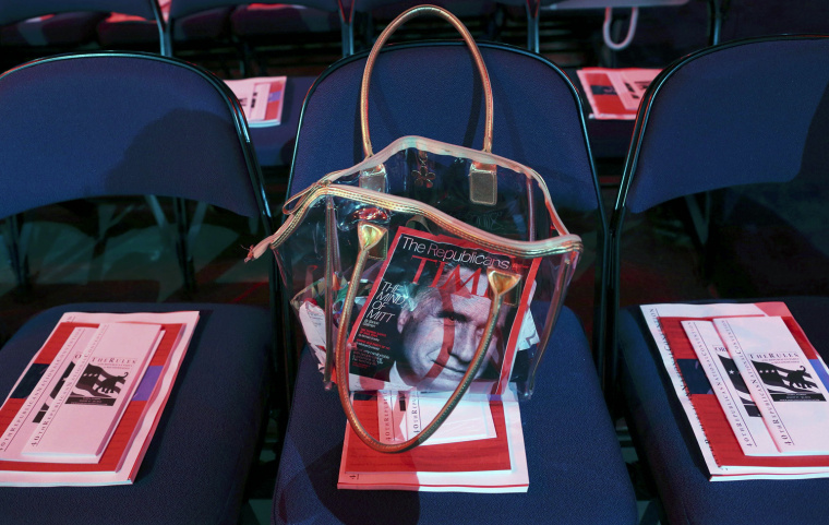Image: Purse containing Time magazine Romney cover is seen at RNC in Tampa