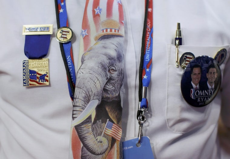 Image: A participant wears a Republican t-shirt during the final session of the Republican National Convention in Tampa