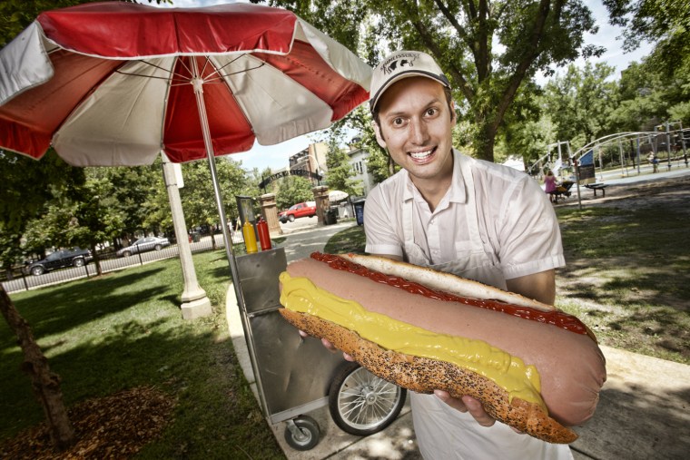 Dan Abbate - Largest Hot Dog Commercially Available
Guinness World Records 2011
Photo Credit: Kevin Scott Ramos/Guinness World Records
Location: Chicago, USA
