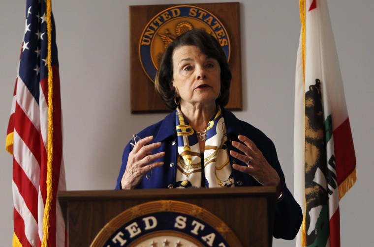 Image: U.S. Senator Feinstein addresses a news conference at her office in San Francisco