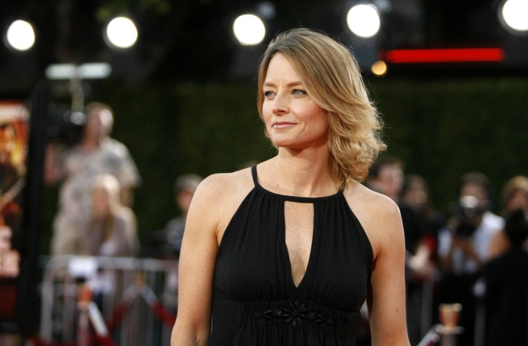 Image: Actress Jodie Foster poses during premiere of \"Tropic Thunder\" in Westwood