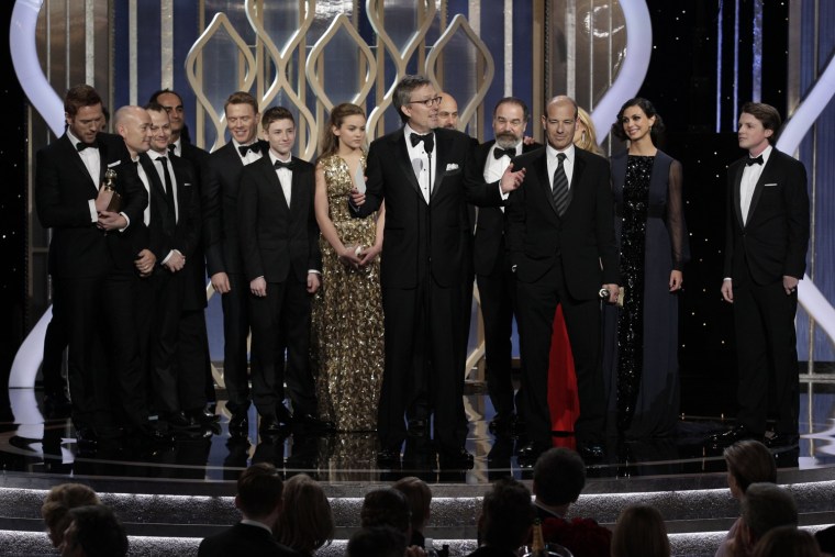 Image: Executive Producer Alex Gansa winner, Best TV Series Drama for \"Homeland\", on stage at the 70th annual Golden Globe Awards in Beverly Hills