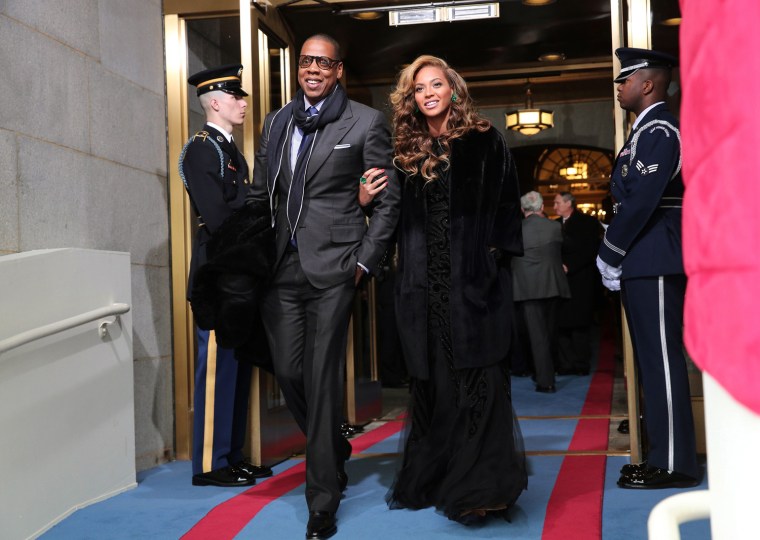 Image: Recording artists Jay-Z and Beyonce arrive for the presidential inauguration on the West Front of the U.S. Capitol in Washington