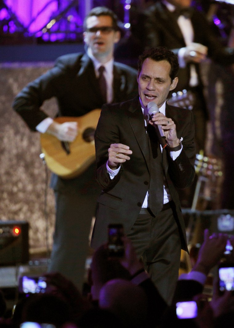 Image: Singer Marc Anthony performs at the Commander in Chief's Ball in Washington