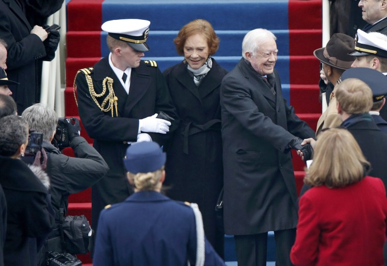 Image: Former President Jimmy Carter and his wife Rosalynn arrive for the swearing-in ceremonies for President Barack Obama on the West Front of the U.S. Capitol in Washington
