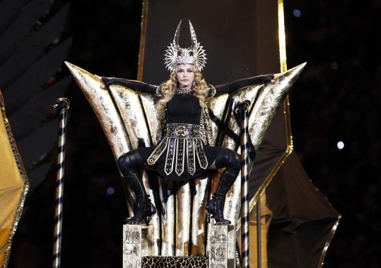 Image: Madonna performs during the halftime show in the NFL Super Bowl XLVI football game in Indianapolis
