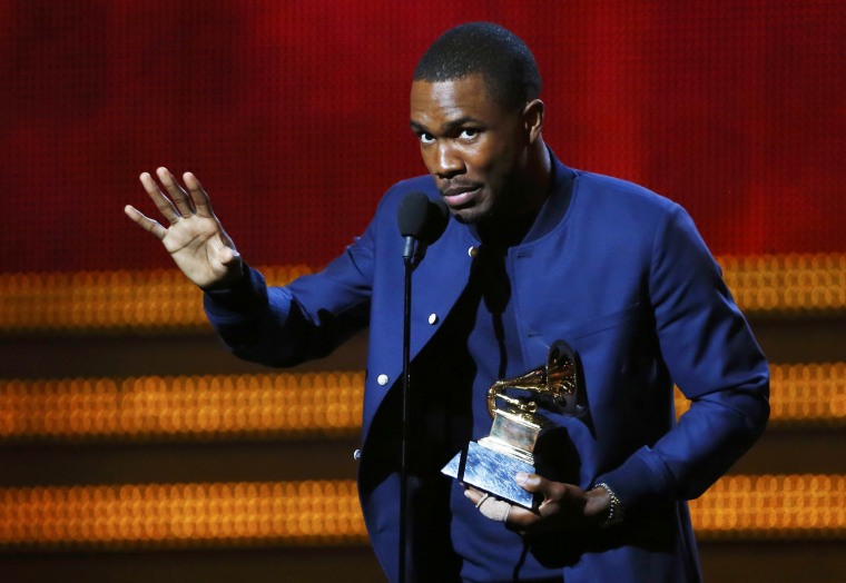 Image: Ocean accepts the award for best urban contemporary album for \"Channel Orange\" at the 55th annual Grammy Awards in Los Angeles