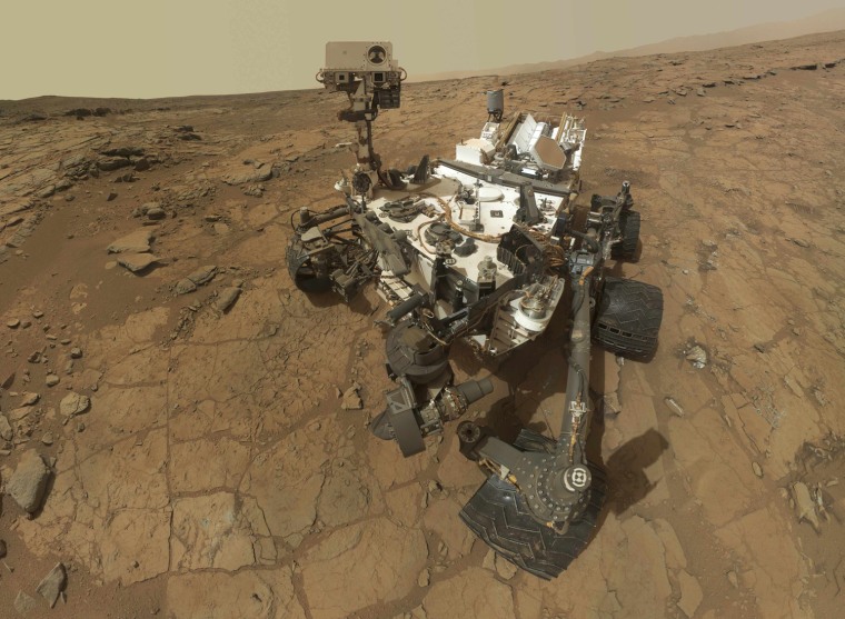 Image: NASA handout image of the Curiosity rover on Mars
