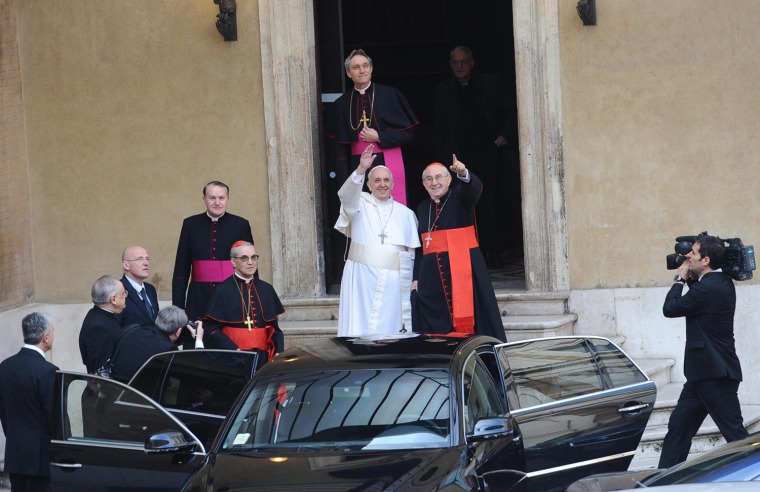 Image: Pope Francis leaves Santa Maria Maggiore Basilica in Rome