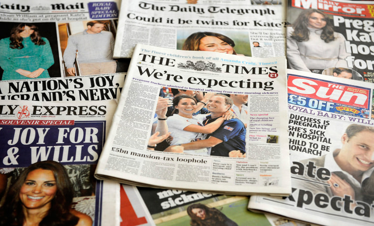 Image: British Newspapers Report Duchess of Cambridge Pregnancy