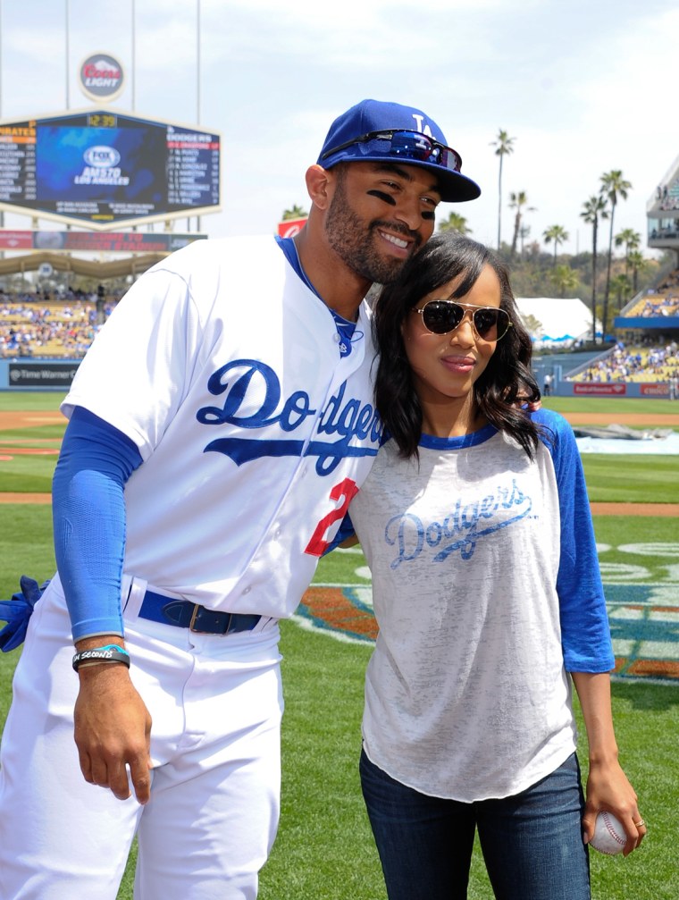 Image: Celebrities At The Los Angeles Dodgers Game