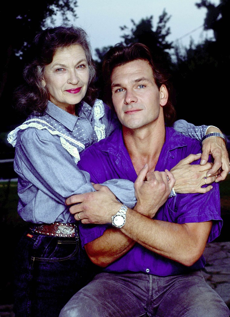 Image #: 7425434    Patrick Swayze and his mother Patsy during the taping of \"Superstars and Their Moms\" at Swayze's home and ranch in California May 14, 1989.     Ron Wolfson /Landov