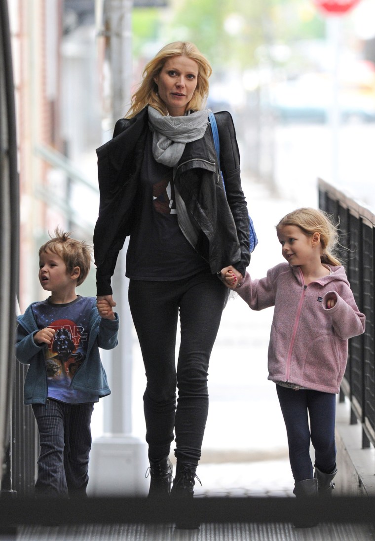 Gwyneth Paltrow walks in NYC with her children Apple and Moses
