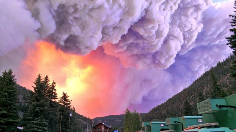 Image: U.S. Forest Service photo shows fire rising over the West Fork Complex in Colorado