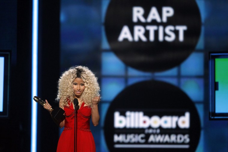 Image: Recording Artist Nicki Minaj speaks onstage during the Billboard Music Awards at the MGM Grand Garden Arena in Las Vegas