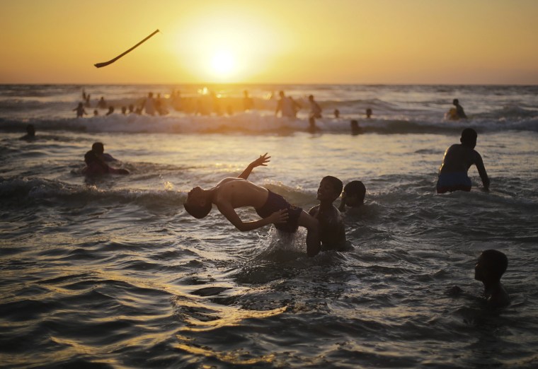 Image: Summer day at the beach in the west of Gaza City