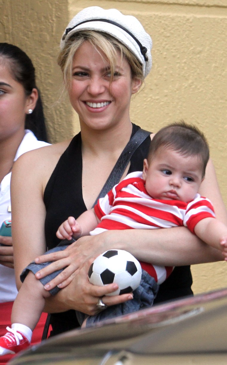 EXCLUSIVE: Shakira with a smile holding baby Milan in Miami