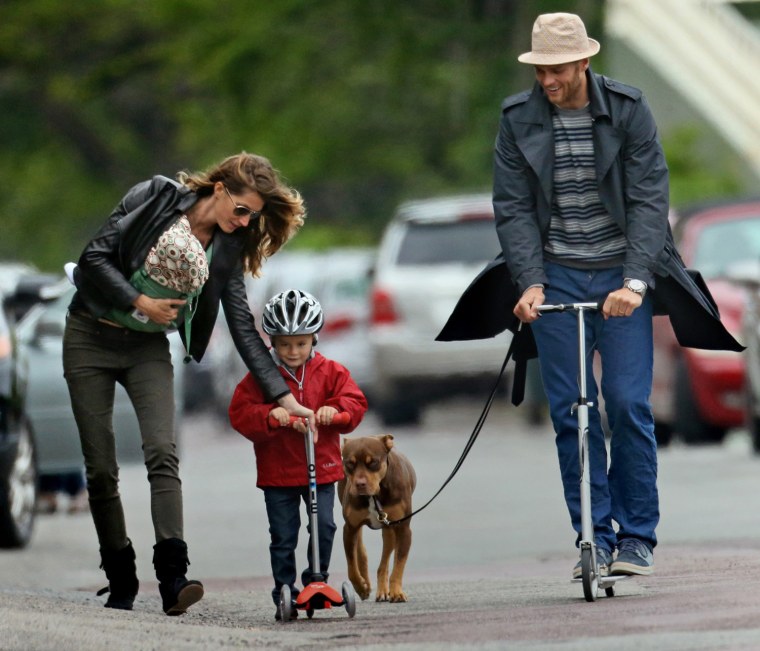EXCLUSIVE: Gisele Bundchen, Tom Brady and family ride scooters in Boston