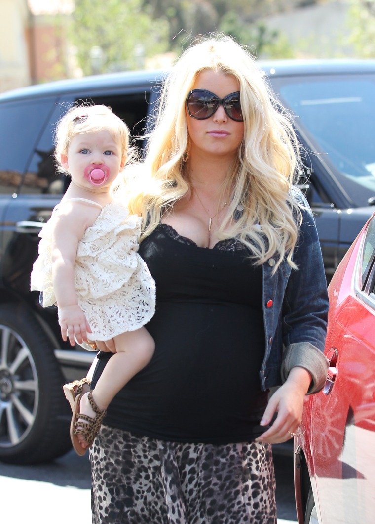 Jessica Simpson and Eric Johnson take their daughter Maxwell out for lunch at King's Fish House in Calabasas,CA