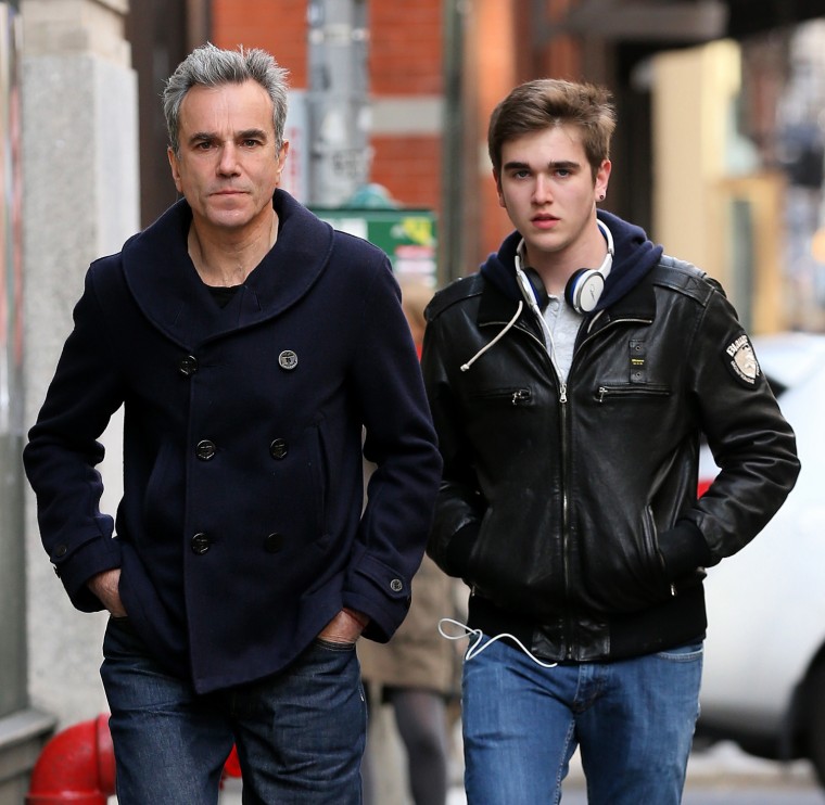 British actor Daniel Day-Lewis and his son Gabriel-Kane Day-Lewis shop in SoHo in New York City