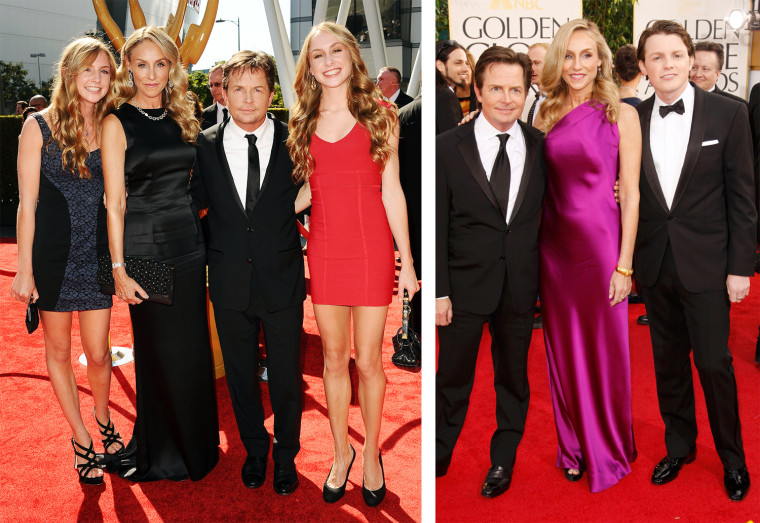 LOS ANGELES, CA - SEPTEMBER 15:  Actor Michael J. Fox (third from left) wife Tracy Pollan, (second from left) and their children attend the 2012 Primetime Creative Arts Emmy Awards at Nokia Theatre L.A. Live on September 15, 2012 in Los Angeles, California.  (Photo by Jason LaVeris/FilmMagic) Actor Michael J. Fox and his wife Tracy Pollan arrive with their son Sam at the 70th annual Golden Globe Awards in Beverly Hills, California January 13, 2013. REUTERS/Jason Redmond (UNITED STATES - Tags: Entertainment) (GOLDENGLOBES-ARRIVALS)