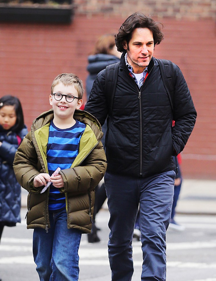 EXCLUSIVE: Paul Rudd picks up his son Jack Sullivan from school in NYC