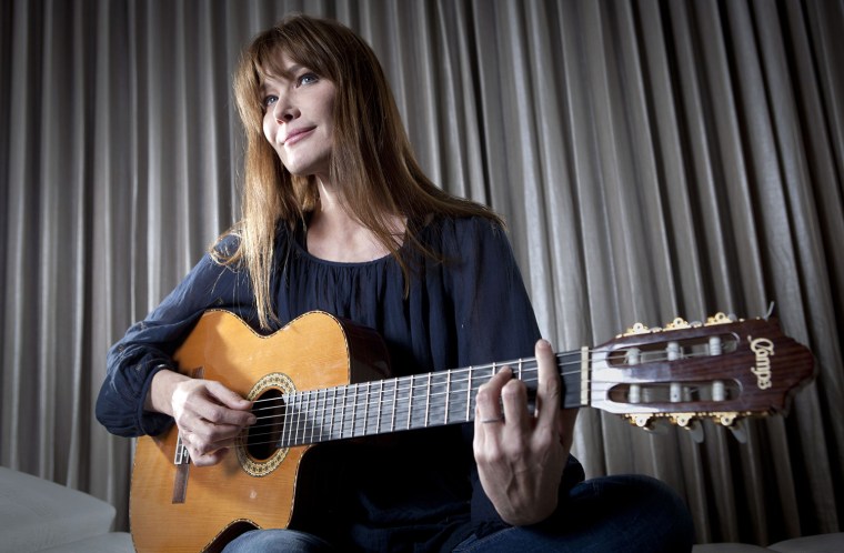 Image: Singer Carla Bruni-Sarkozy poses for a portrait as she promotes her new album \"Little French Songs\" in New York