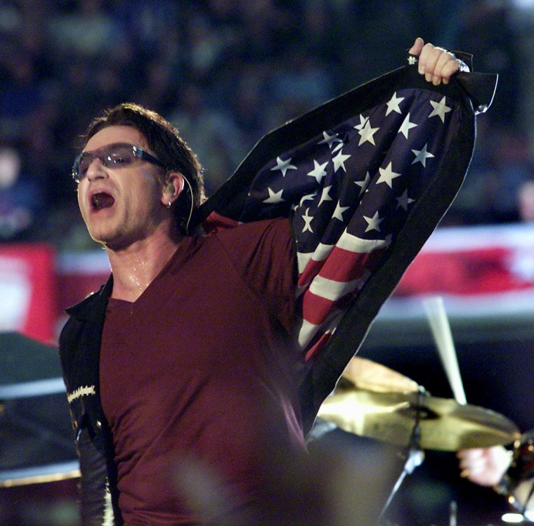 Bono, singer with the Irish rock group U2, opens h
