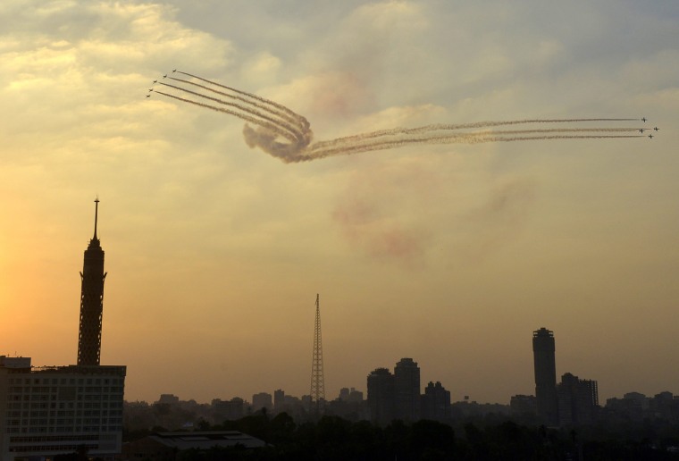 Image: Egyptian Air Force planes perform over Cairo city
