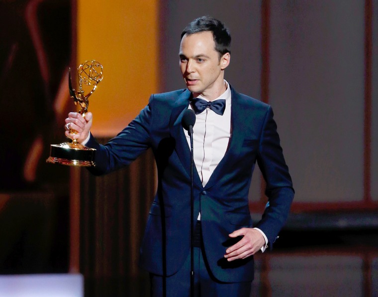 Image: Jim Parsons accepts the award for Outstanding Lead Actor In A Comedy Series for his role in \"The Big Bang Theory\" at the 65th Primetime Emmy Awards in Los Angeles
