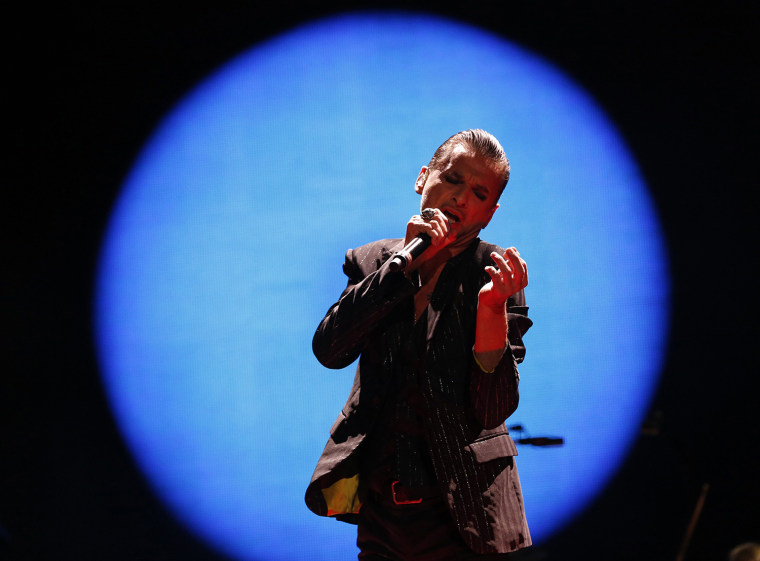 Image: Lead vocalist Gahan of British band Depeche Mode performs at Staples Center in Los Angeles