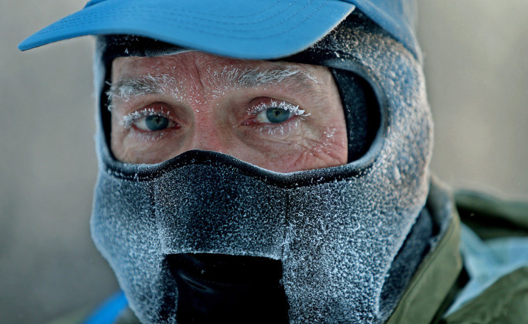 Image: John Brower after running to work in the frigid -20 weather in Minneapolis